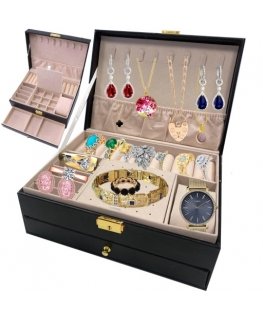 Retoo Jewelry Organizer Box with Key Lock - Black