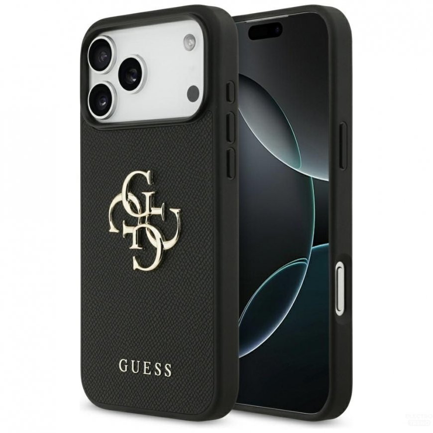 Dėklas Guess Grained Big 4G & Classic Logo do iPhone 17 Pro Max juoda