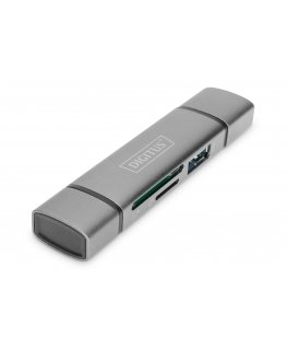 Digitus DA-70886 kortinlukija USB 3.2 Gen 1 (3.1 Gen 1) Type-A/Type-C Alumiini