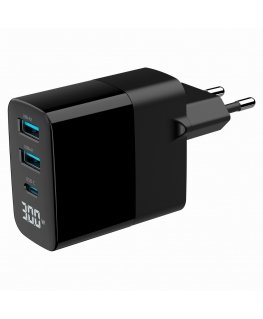 Gembird TA-UC-PDQC30LCD-BK-02 mobiliojo įrenginio kroviklis Universalus Juoda AC Spartusis įkrovimas
