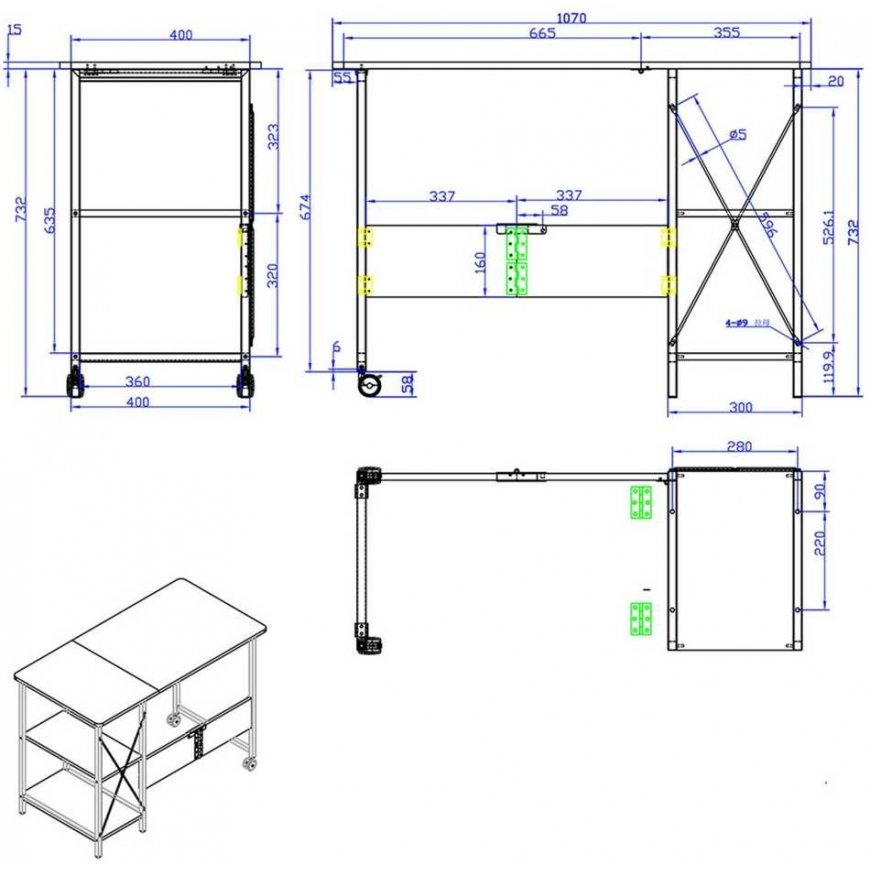 Folding desk table Maclean, black, mobile, 100x50cm, max. 50kg MC-1250 B – 2