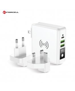 Forcell 4in1 15W Travel Set Wireless & Wall Charger USB C with Power Bank 8000maah