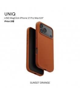 UNIQ Lino dėklas iPhone 17 Pro Max Magclick įkrovimui, oranžinis