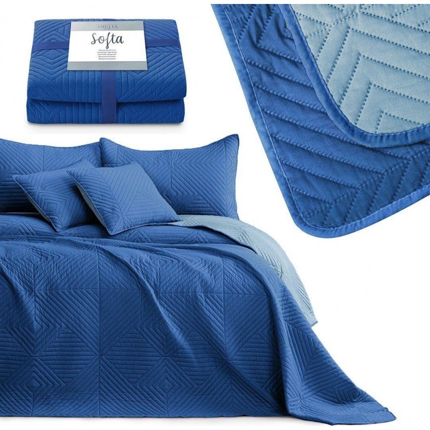 SOFTA blue bedspread made of simple material - microfiber textile 240x260 AmeliaHome