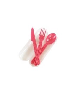 Cutlery set in a transparent box Foody assorted, transparent|blu
