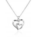 Agato Silver necklace with Double Heart pendant AGT-N027W (chain, pendant) Agato Silver necklace with Double Heart pendant AGT-N027W (chain, pendant)