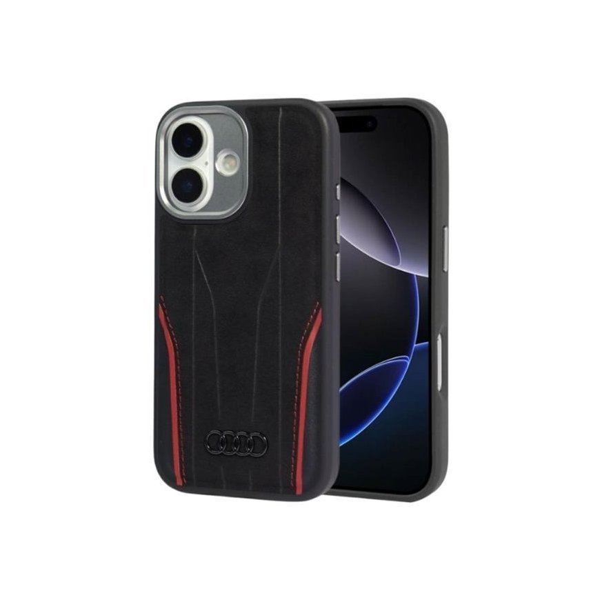 Audi R8 ehtne nahk MagSafe iPhone 17 Pro jaoks must-punane – 2