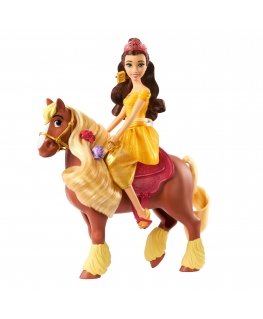 Disney Princess Belle & Philippe Fashion Doll & Horse with Brushable Mane & Tail & 4 Accessories