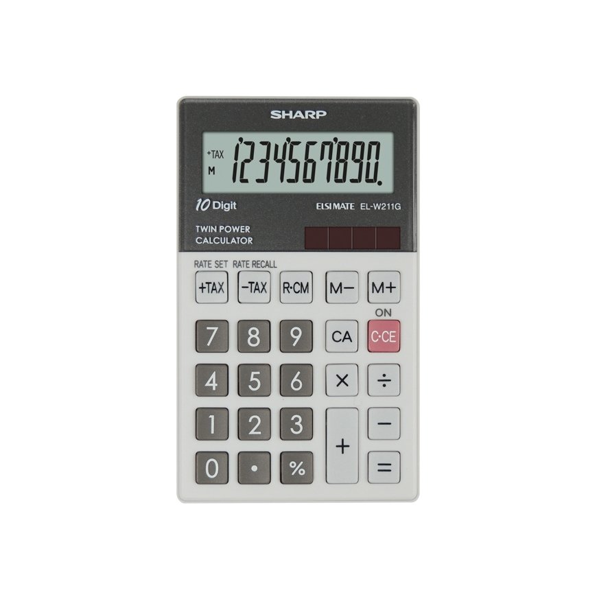 Sharp EL-W211G kalkulators Kabata Finanšu kalkulators Pelēks