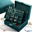 Retoo Jewelry Box Organizer with Key Lock 23.2 x 19 x 9 cm - Dark Green Retoo Jewelry Box Organizer with Key Lock 23.2 x 19 x 9 cm - Dark Green