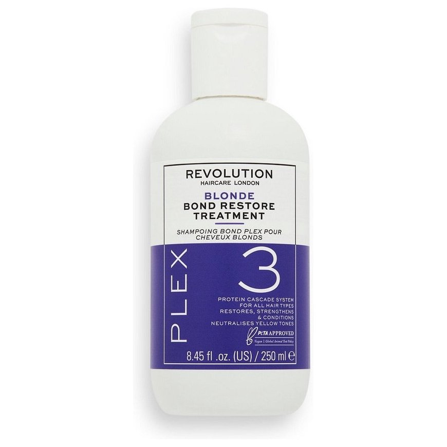 Revolution Haircare London Plex 3 Vaaleille hiuksille tarkoitettu Bond Restore Treatment Hiusmaski naisille, 250 ml – 2