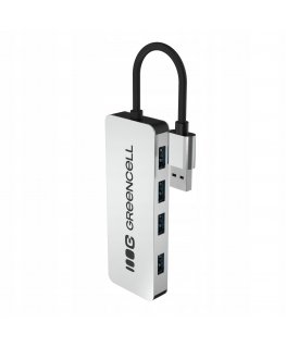Green Cell Basic HUB Adapter Greencell USB-A 4in1 (4×USB 3.0) – fast data transfer up to 5 Gb/s, aluminum casing
