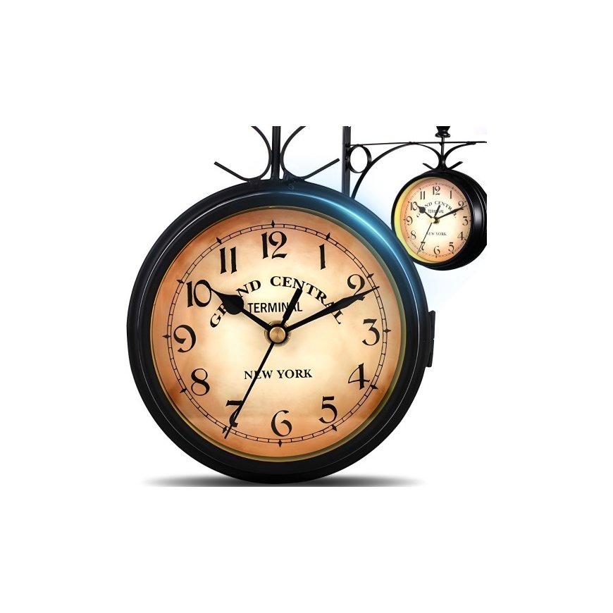 Retoo Dual-Sided RETRO Station Wall Clock