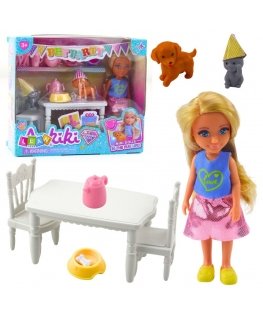 Lean Toys Doll and Animal Birthday Party Set with Accessories