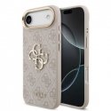 Uzminiet PU ādas 4G metāla logo zelta rāmis vāciņš, kas paredzēts Apple iPhone Air rozā krāsā