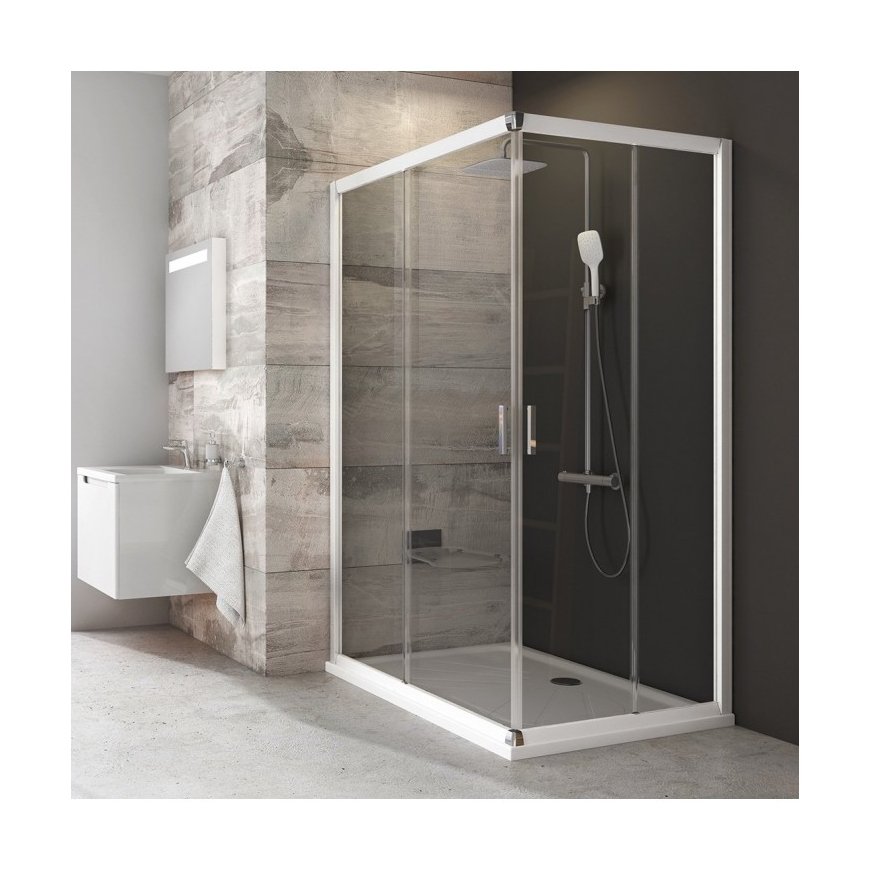 Rectangular shower cabin wall Ravak Blix, BLRV2K-80, white + Transparent glass