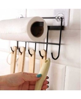 OEM Paper Holder with 5 Hooks - Black - Towel Holder Foil