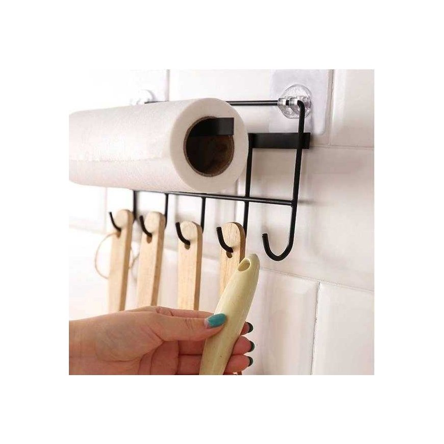 OEM Paper Holder with 5 Hooks - Black - Towel Holder Foil