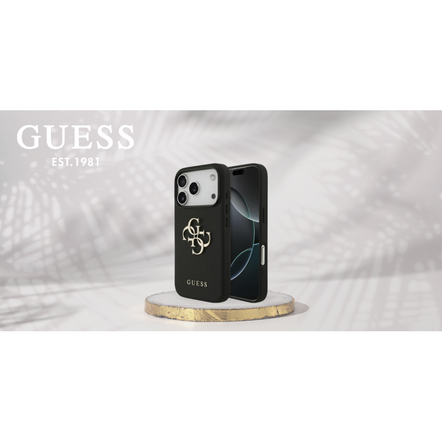 Guess Grained Big 4G & Classic Logo Case for iPhone 17 Pro black