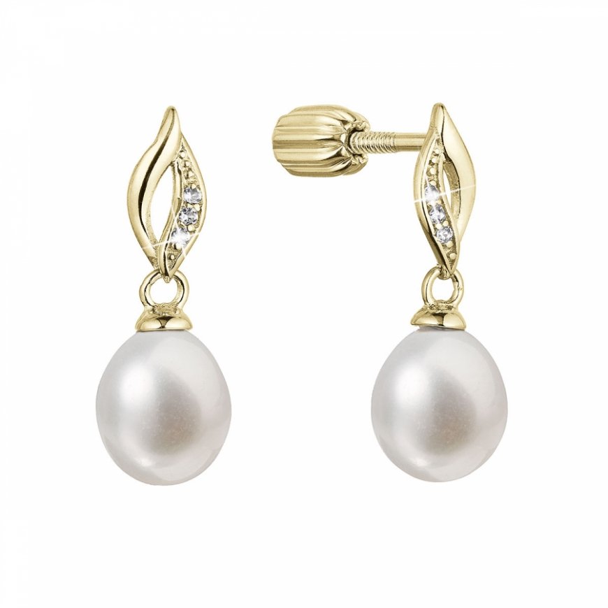 Evolution Group Padorūs golden earrings with a real river pearl 21104.1B