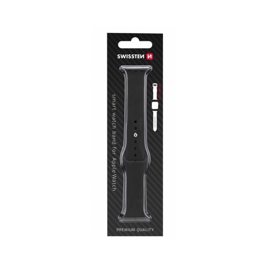 Swissten Silicone Band for Apple Watch 42-44mm Black - 8595217477131 Ремешок часов – 2