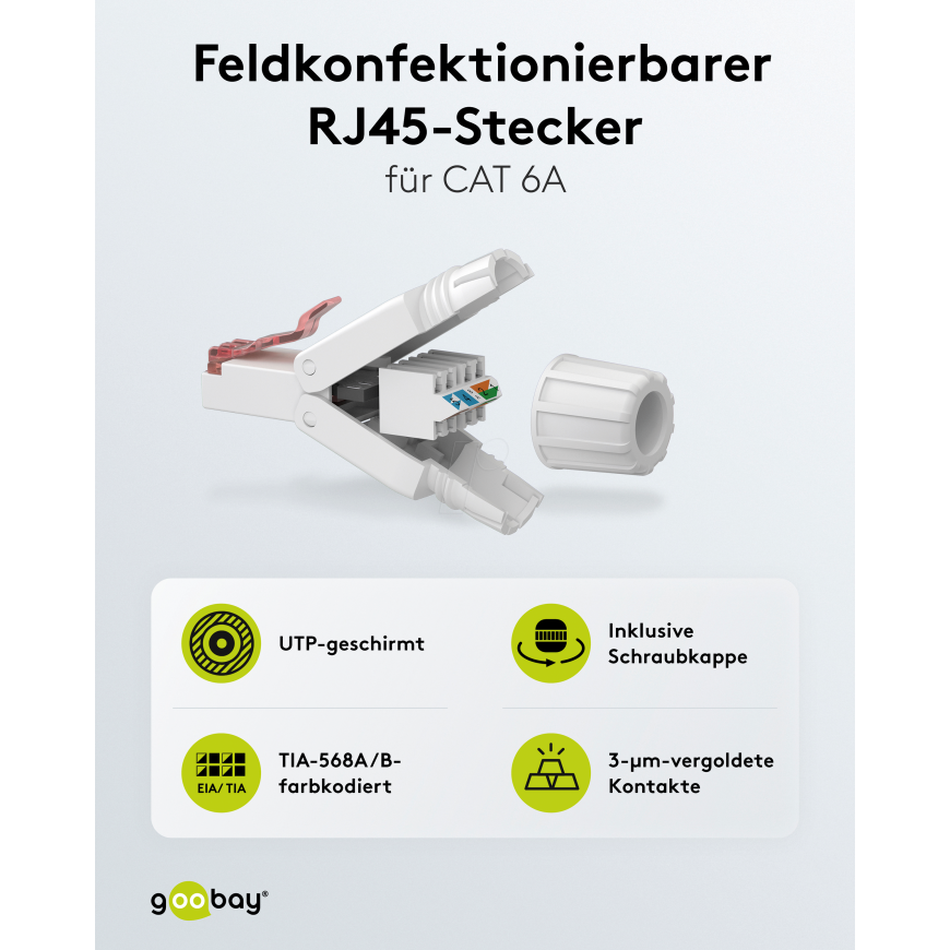 Goobay CAT 6A field-assembled RJ45 connector STP shielded - for 5.0-8.5 mm (65939)
