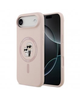 Apple iPhone Air skystas silikonas Karl ir Choupette MagSafe dėklas rožinis