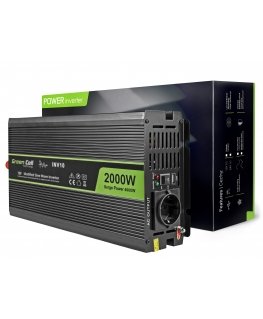 Green Cell INV10 toiteadapter ja vaheldi Automaatne 2000 W Must