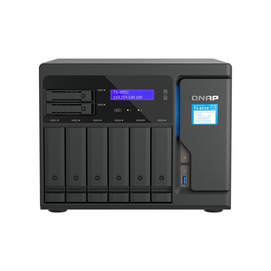 QNAP TS-855X SAN Tower „Intel Atom®“ C5125 8 GB DDR4 0 TB QNAP QTS Juoda
