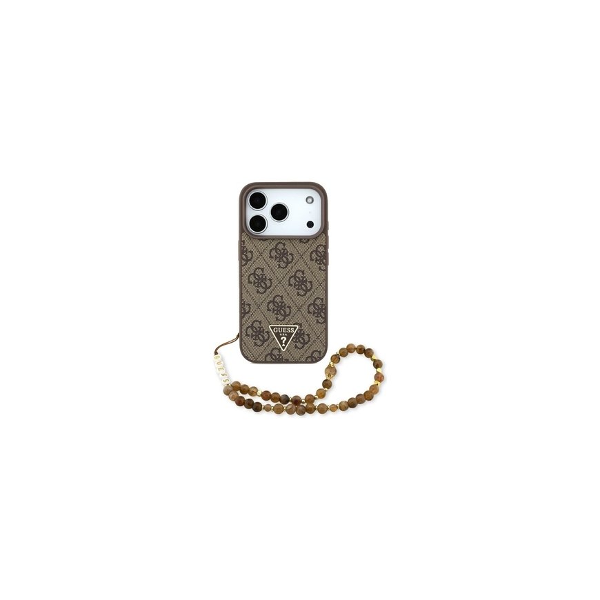 Dėklas Guess 4G Strap Triangle Logo MagSafe do iPhone 17 ruda