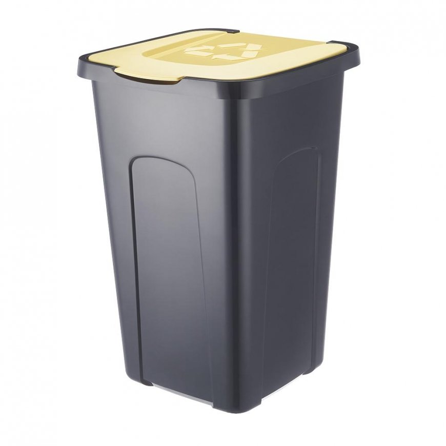 ATKRITUMU KASTE 50L MELNA/Dzeltena PASTEL (4432)