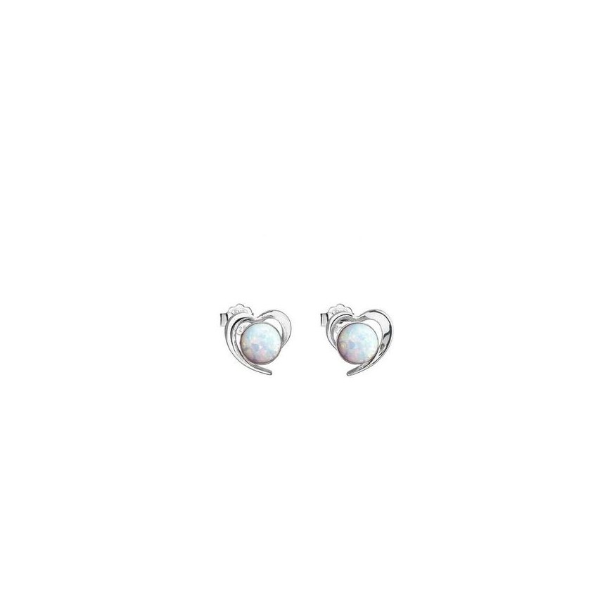 Evolution Group Silver Heart Earrings with Blue Synthetic Opals 31259.3 Blue