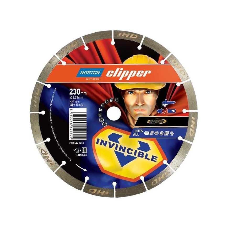 NORTON DIAMANTTILEVY SEGMENTOITU 230mm INVISIBLE CUTS ALL
