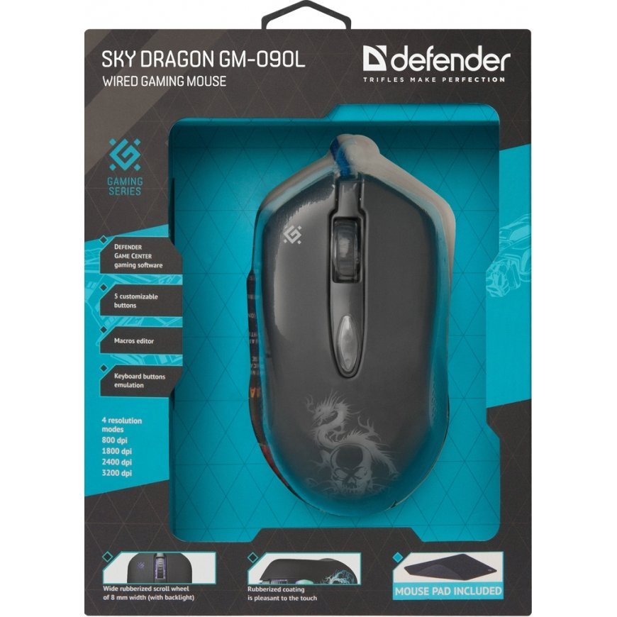 Defender GM-090L hiir Mängimine Parempoolne USB tüüp A Optiline 3200 DPI – 2