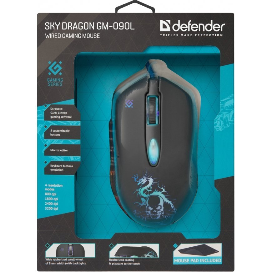 Defender GM-090L компьютерная мышь Игровой Для правой руки USB тип-A Оптический 3200 DPI – 4