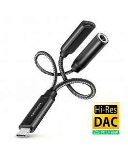 Axagon ADA-HCPD garso kabelis 0,1 m USB-C, 3.5 mm USB-C Juoda