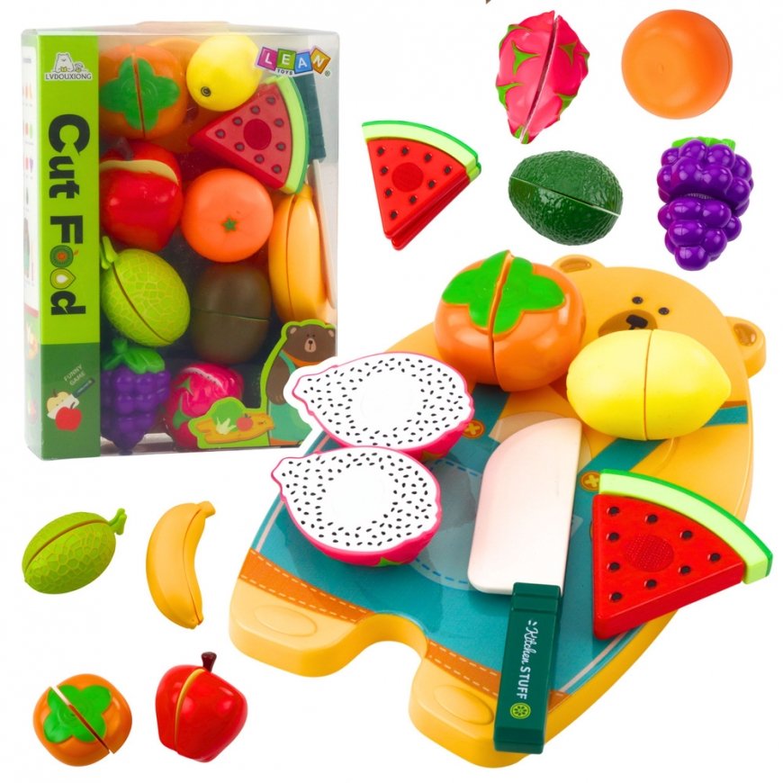 Lean Toys Набор для нарезки игрушечных фруктов с ножом и доской – 2