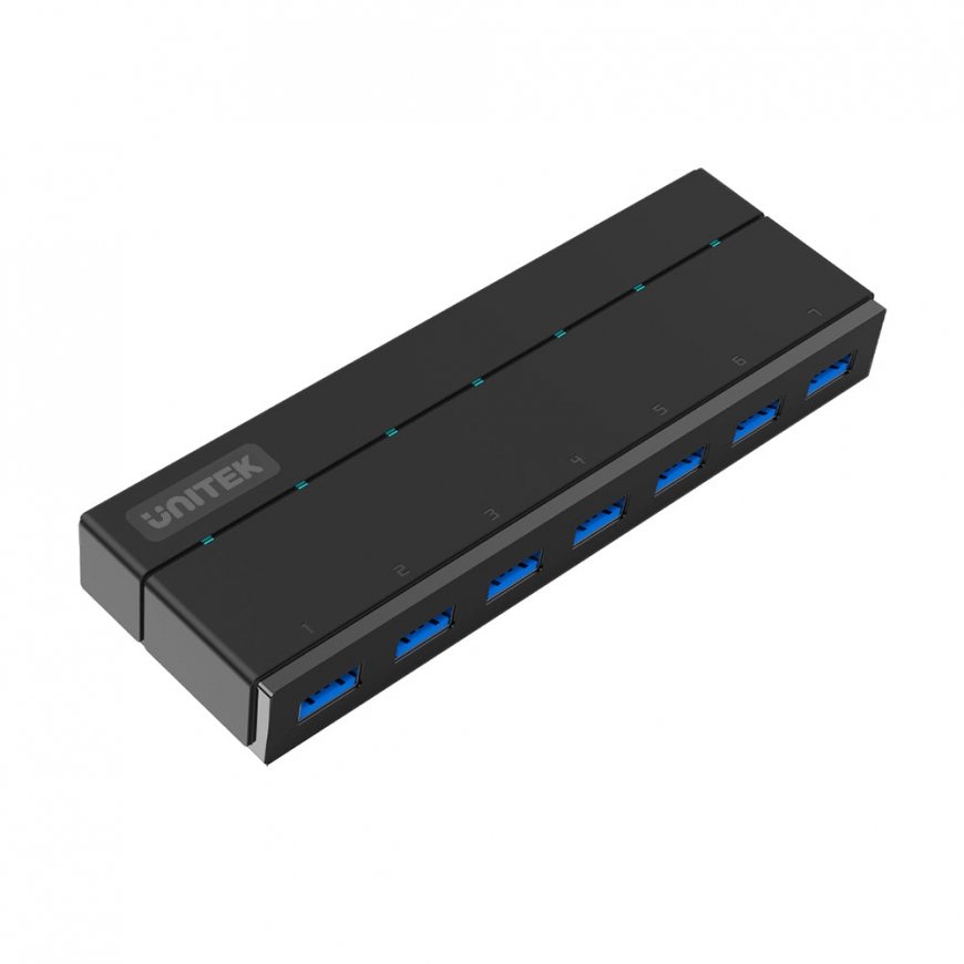 UNITEK Y-3184 sąsajos šakotuvas USB 3.2 Gen 1 (3.1 Gen 1) Type-A 5000 Mbit/ai Juoda