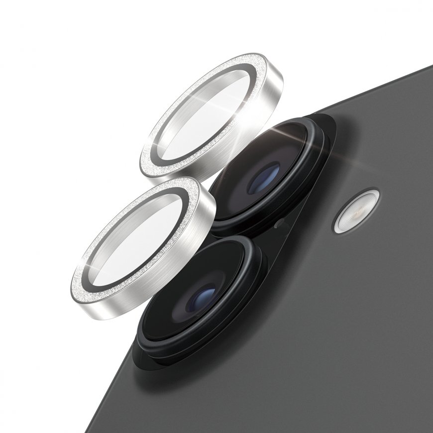 PanzerGlass ® Hoops® Glitter Silver Camera Lens Protector iPhone 17 | iPhone 16 | 16 Plus