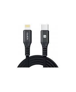 Greitas QB-112 pintas įkrovimo ir duomenų kabelis USB-C į „Lightning“ 1,5 m