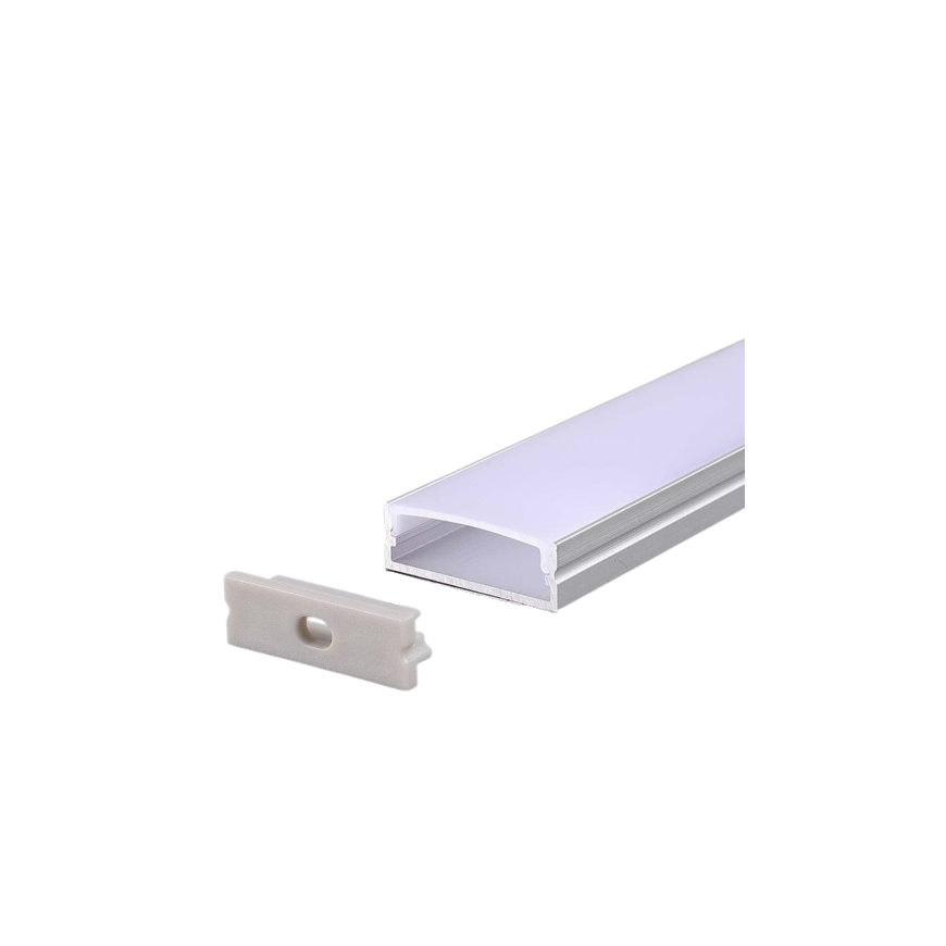 V-tac LED surface profile with cover and end caps, silver color, 2m – 2