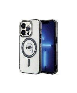 Dėklas Karl Lagerfeld Silicone Karl&Choupette Ring MagSafe skirtas Apple iPhone 17 Pro Max juodos spalvos