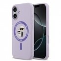 Karl Lagerfeld Liquid Silicone Karl and Choupette MagSafe case for Apple iPhone 17 in violet color