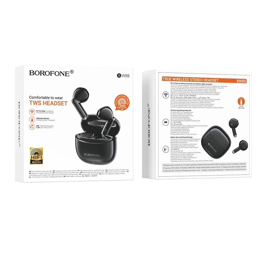 Наушники Borofone Bluetooth TWS BW88 Deep Rhyme черного цвета