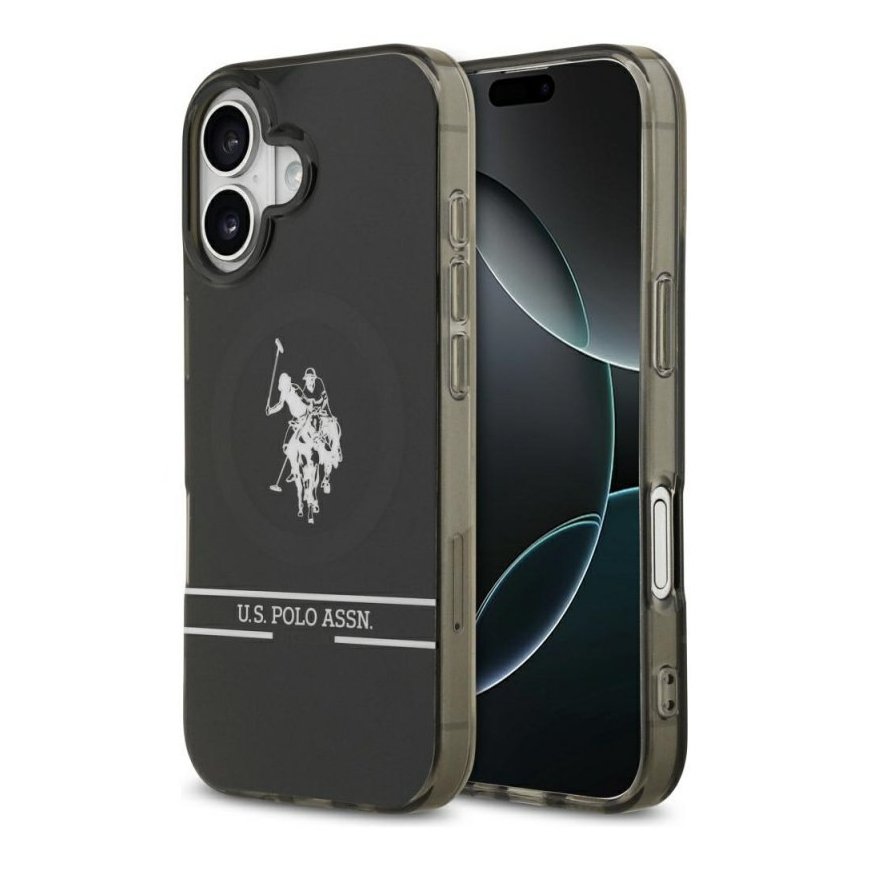 Us Polo Assn Dēklas US Polo DH un apakšējā svītra logo MagSafe iPhone 17 melns