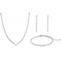 Golden jewelry set with clear crystals (necklace, bracelet, earrings) Golden jewelry set with clear crystals (necklace, bracelet, earrings)