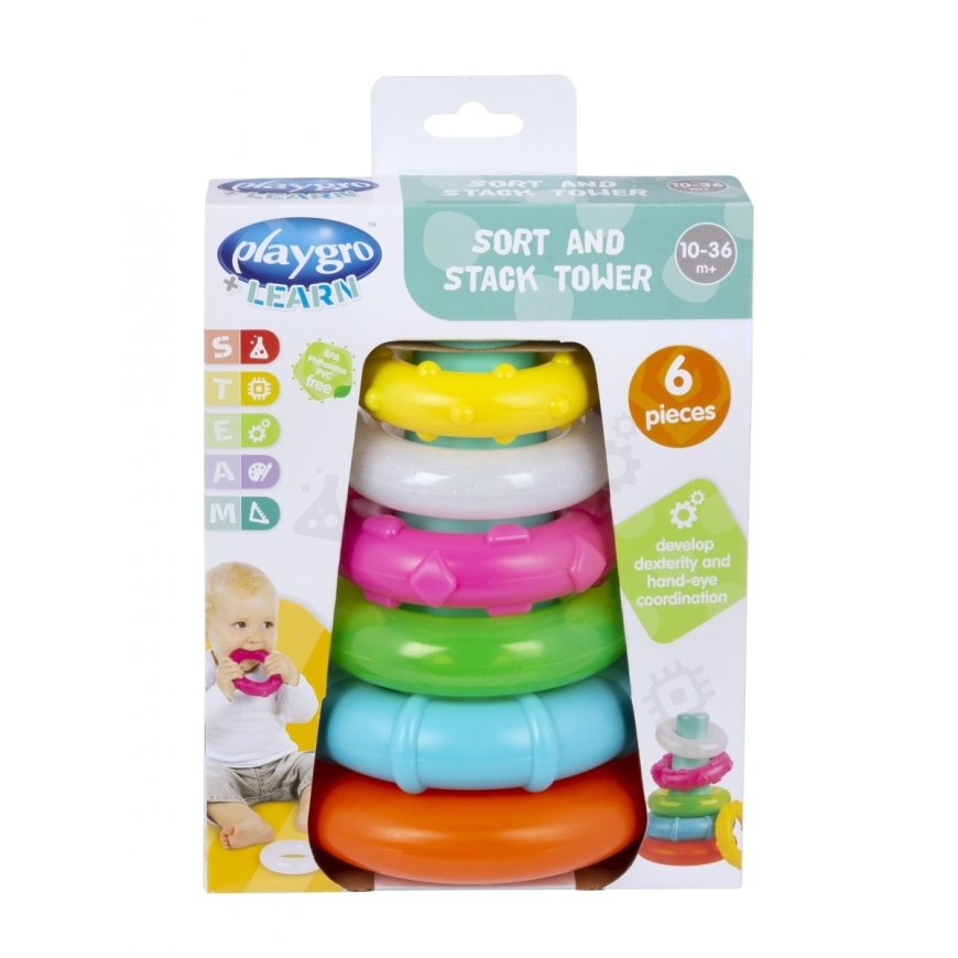 PLAYGRO žaidimas Piramidė – kramtukas Sort And Stack, 4088543 – 2