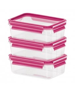 EMSA 515582 indas maistui laikyti Stačiakampio formos „Box“ 0,55 L Rožinė, Permatomas 3 vnt