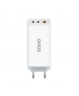 Savio LA-07 adowarka Sieciowa GaN 65W Biaa Austiņas, Austiņas, Planšete, Tālrunis, Pulkstenis Balts 
