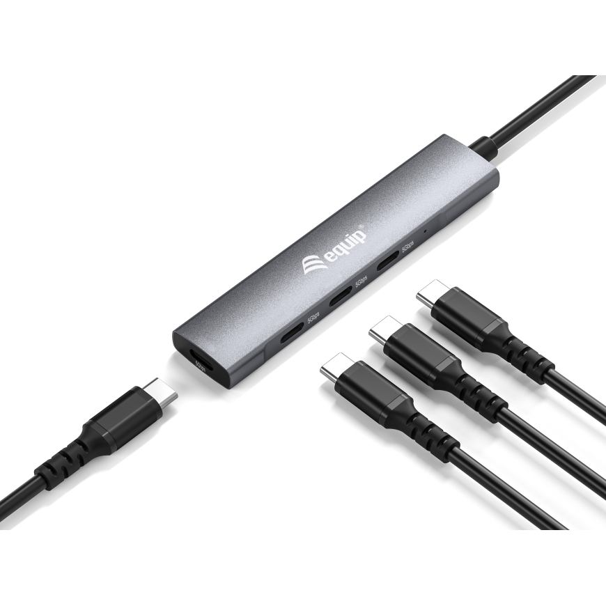Equip 128963 хаб-разветвитель USB 3.2 Gen 1 (3.1 Gen 1) Type-C 5000 Мбит/с Черный, Серебристый – 3